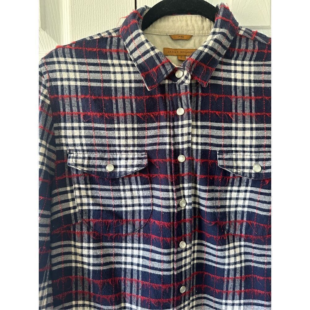 Jachs Girlfriend Lena Plaid Flannel Distressed Button Down Shirt - Picture 4 of 8